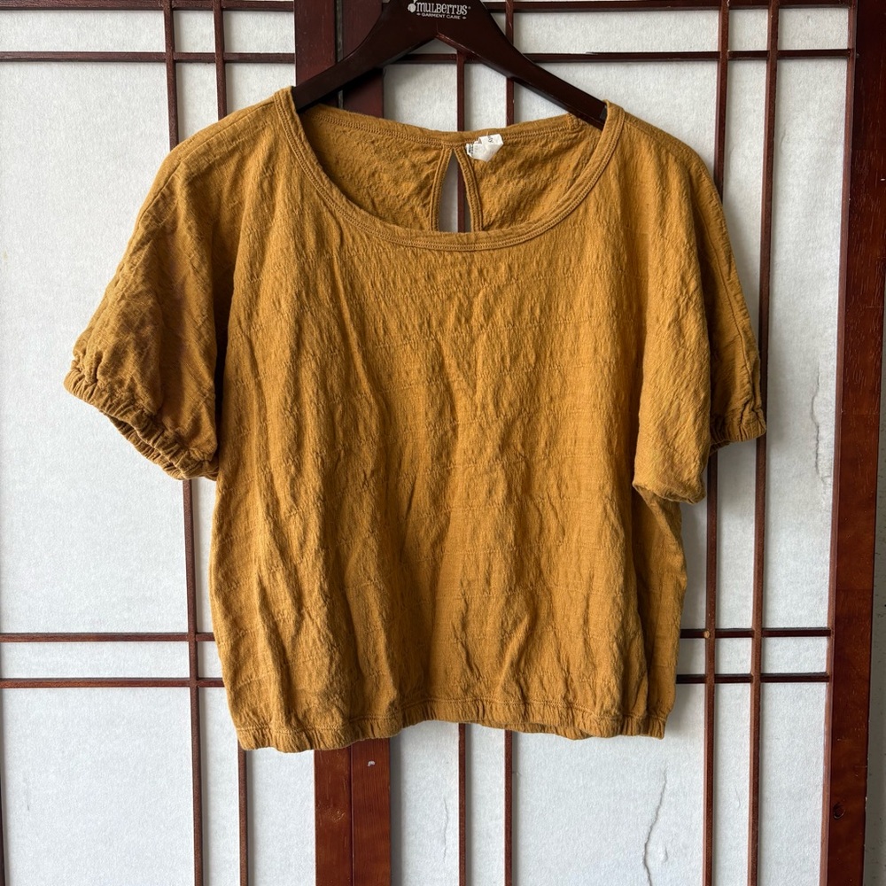 Anthropologie Daily Practice Yellow Crop Blouse
